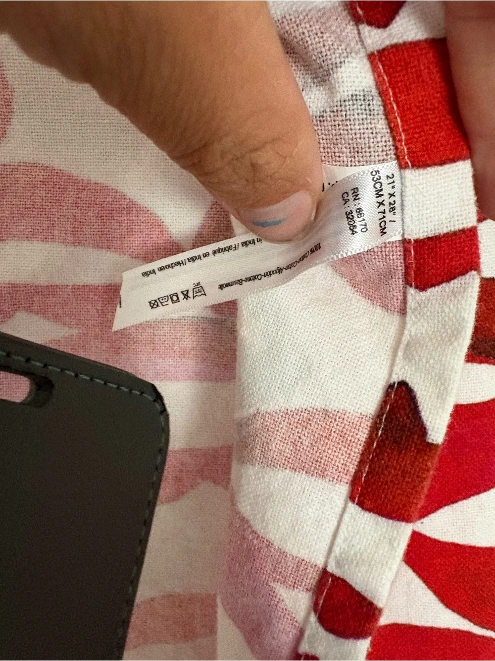 Anthropologie Red & Gold Patterned Dish Towel